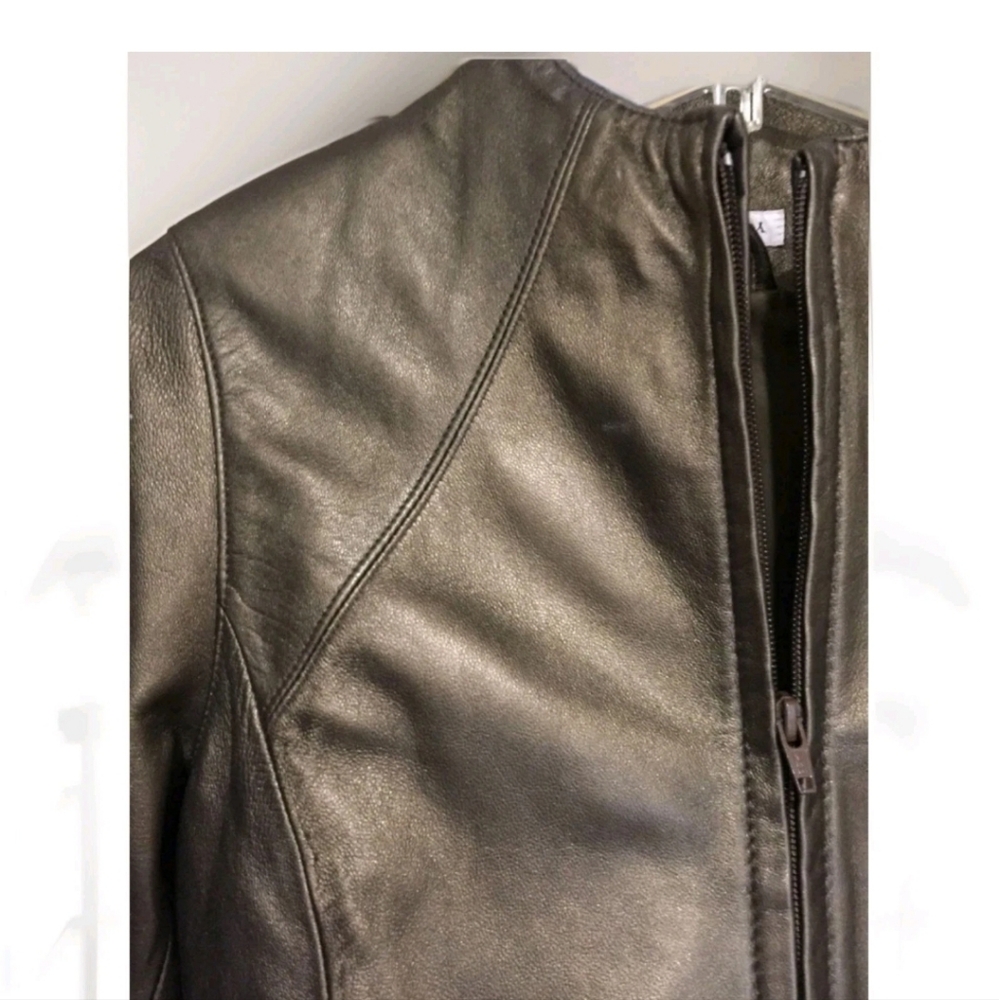 Yvonne le Marie Leather Bronze biker Jacket Size 12 - Picture 2 of 4